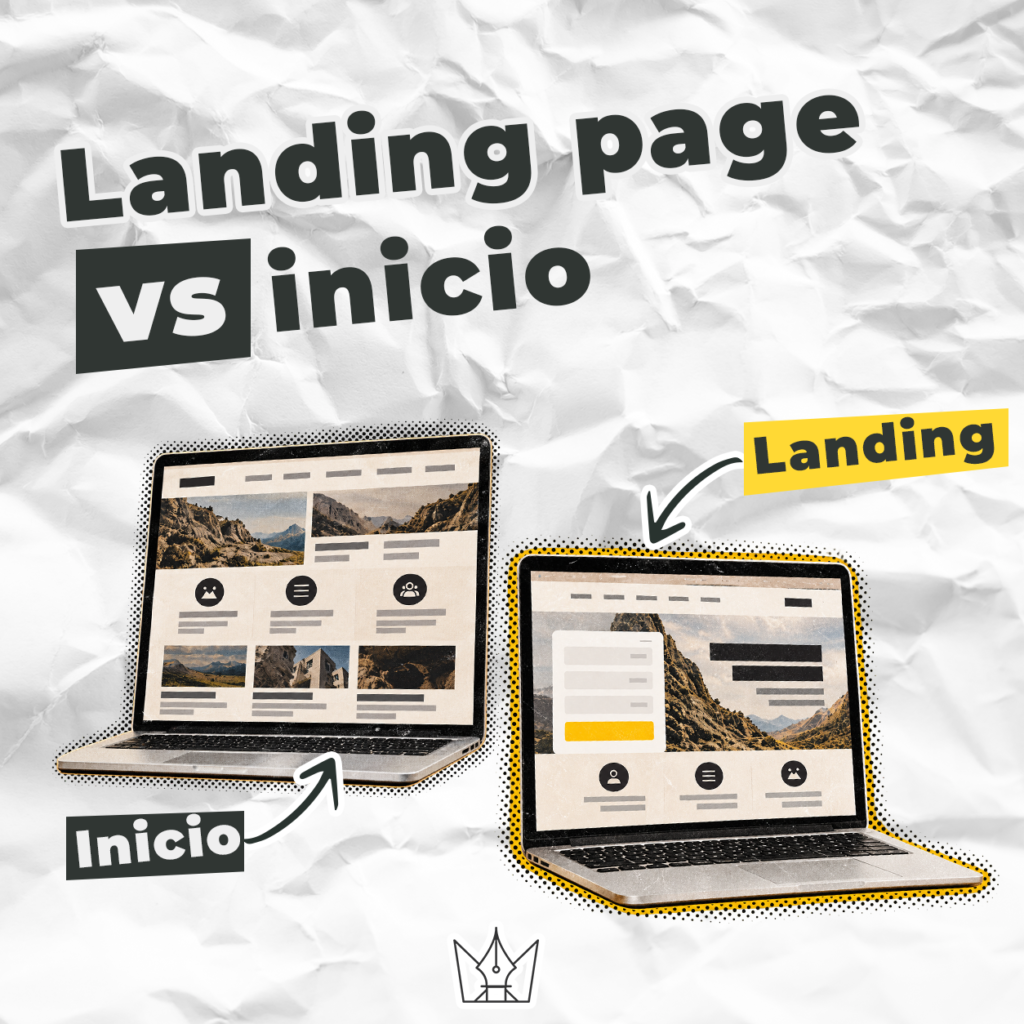 Comparación entre una página de inicio y una landing page enfocada en conversión
